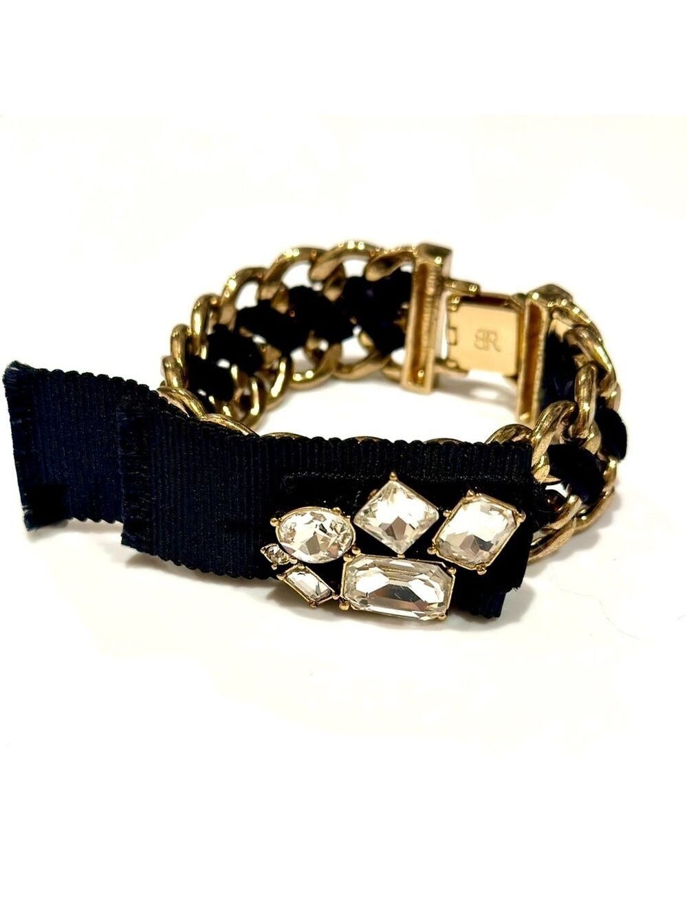 Banana Republic Black Crystal Ribbon Statement Bracelet NWT - Picture 7 of 7